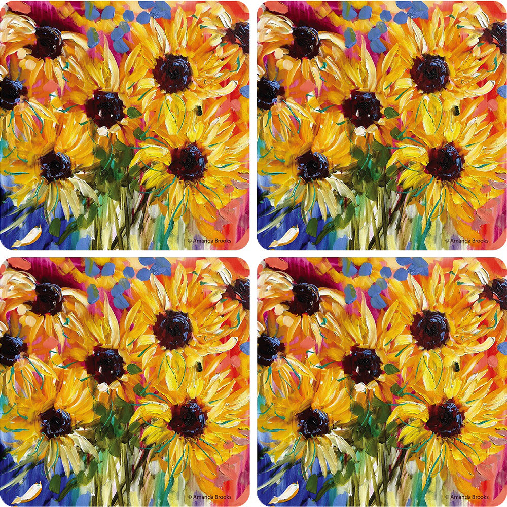 Lilli Rock Sunflowers Set of 4 Hardback Coasters Robins Kitchen