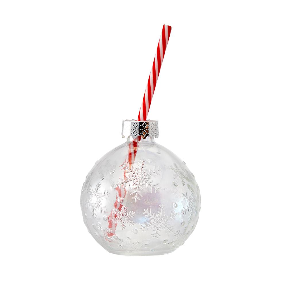 Ambrosia Santas Workshop Bauble Glass with Straw