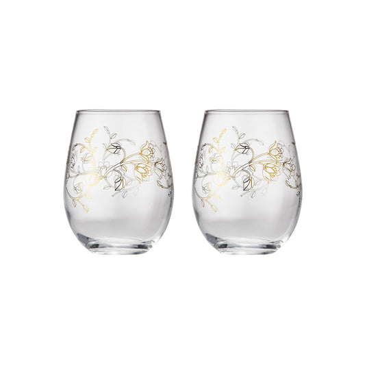 Cellar Premium Luxe Leaf Set of 2 Stemless Glasses 550ml