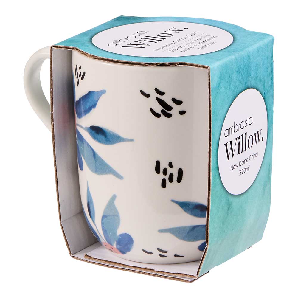 Ambrosia Willow Mug 320ml Teal Floral at Robins Kitchen