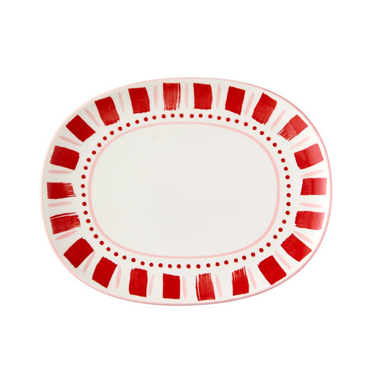 Ambrosia Siena Oval Plate 25cm Red Stripe - Robins Kitchen