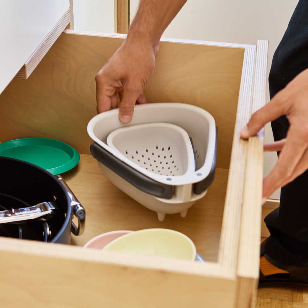 Joseph Joseph Droplet Mini Compact Colander With Folding Handles at Robins Kitchen