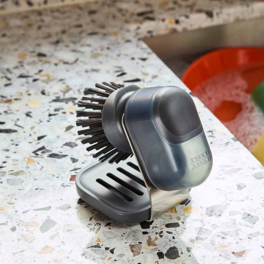 Joseph Joseph Sinktech Soap-Dispensing Palm Brush With Stainless Steel Storage Stand at Robins Kitchen