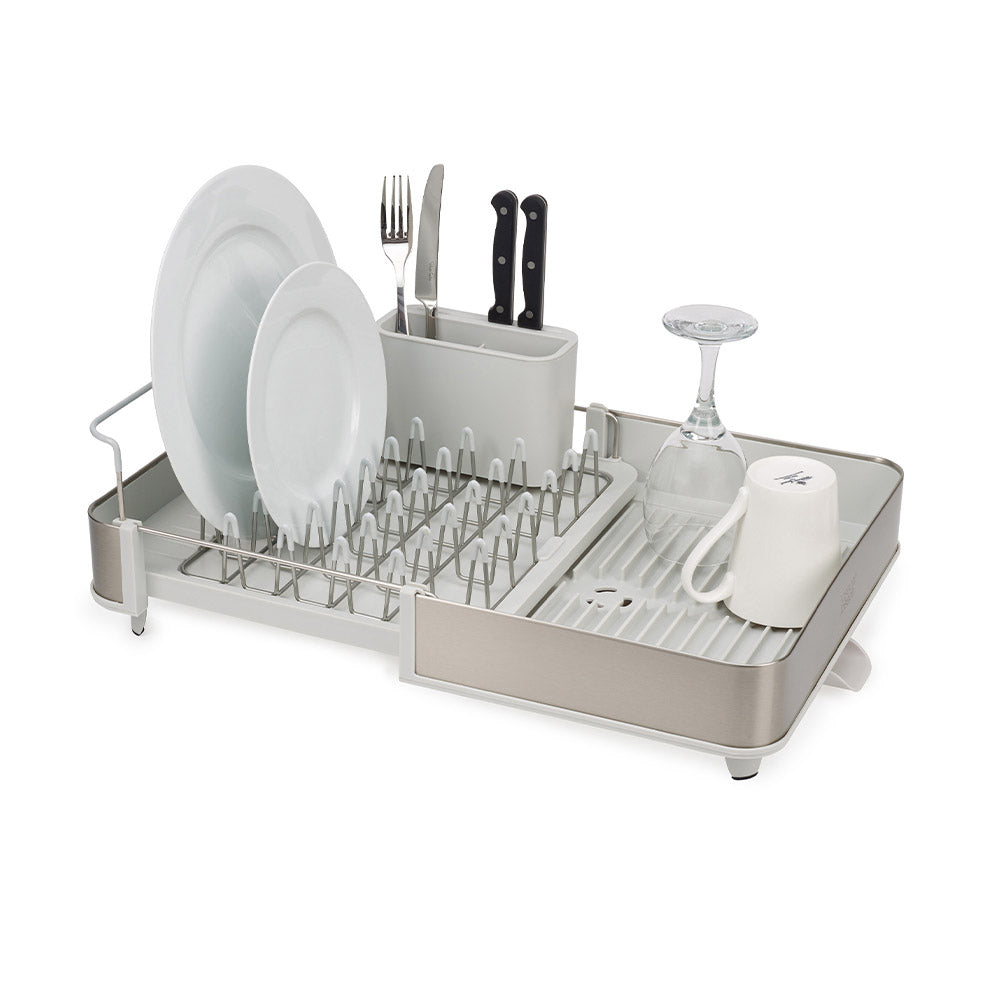 Joseph Joseph Extend Steel Expandable Dish Rack with Draining Spout Stone