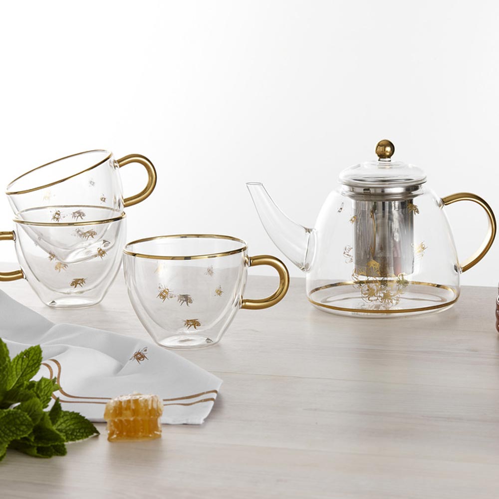 Ashdene Honey Bee Glass Teapot