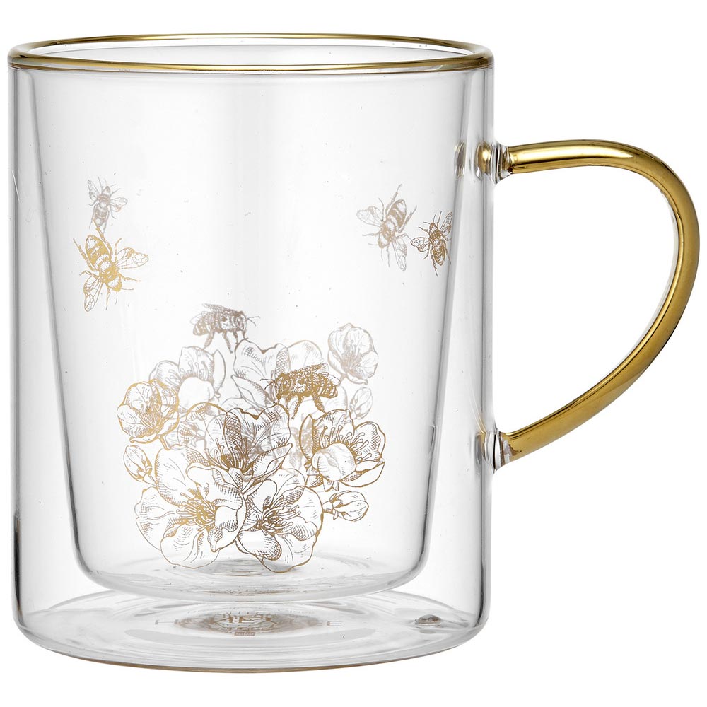 Ashdene Honey Bee Double Glass Wall Mug