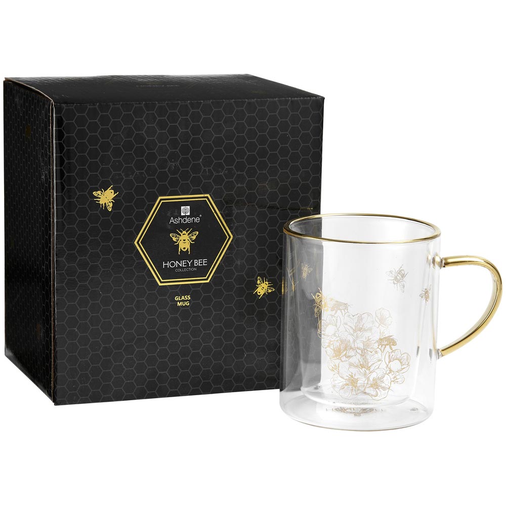 Ashdene Honey Bee Double Glass Wall Mug