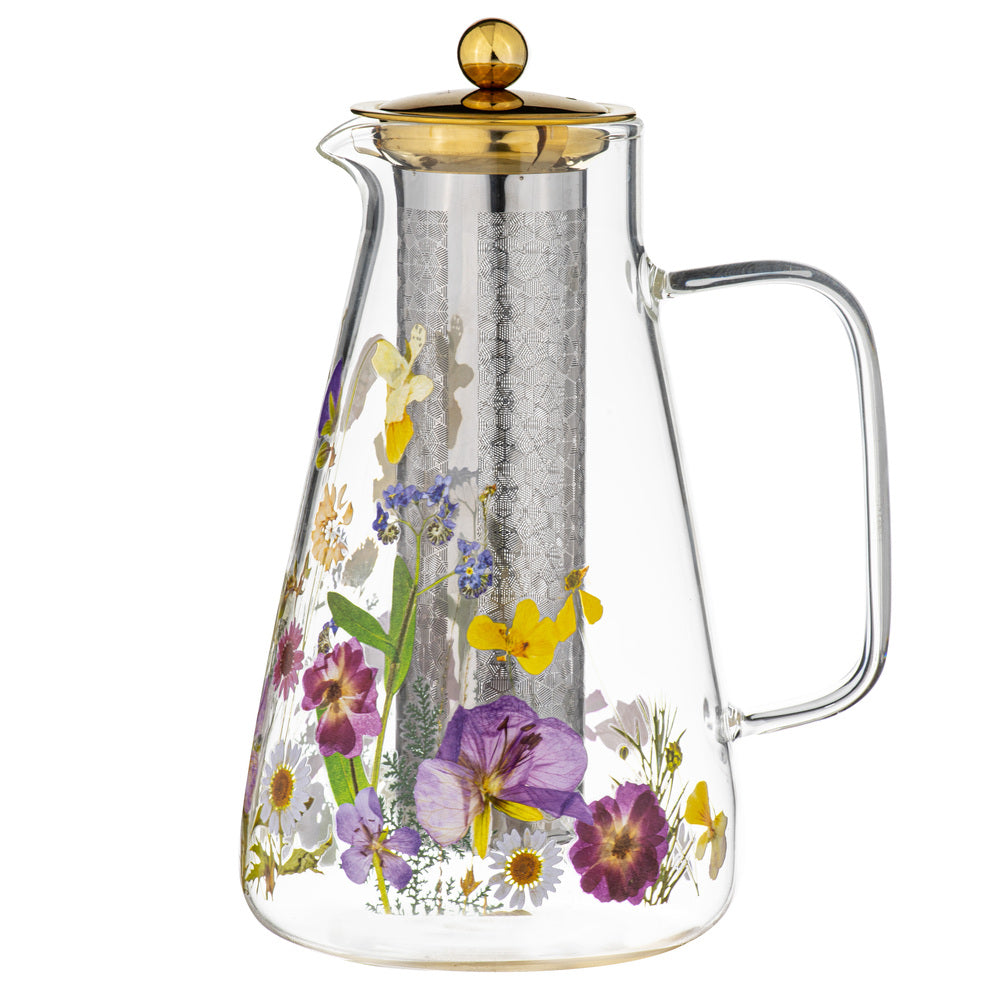 Ashdene Pressed Flowers Glass Jug 1.5L