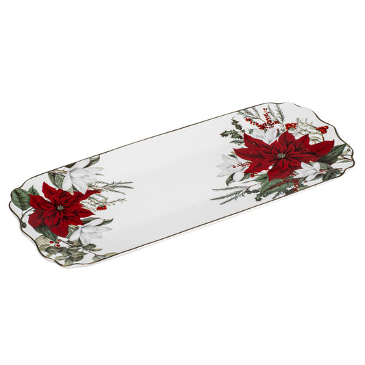 Ashdene Poinsettia White Rectangular Platter