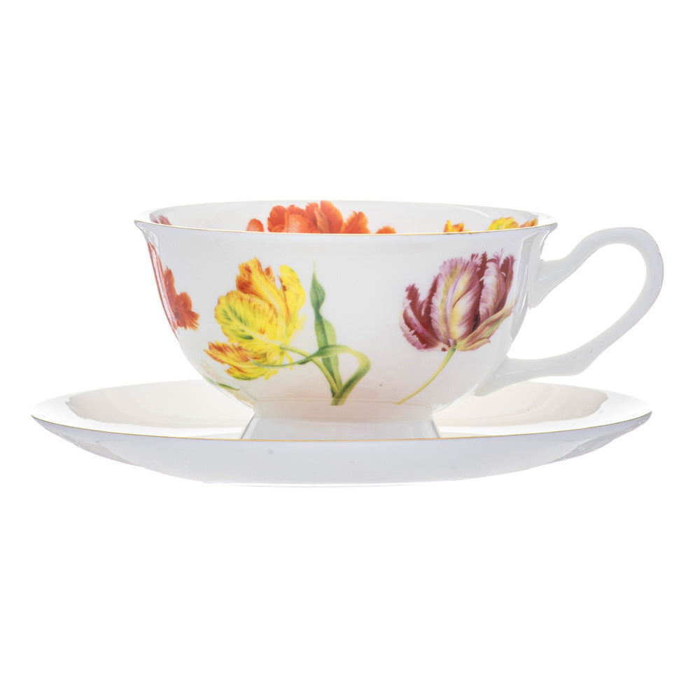 Ashdene Botanical Symphony Cup & Saucer in Daffodil Floral Design 220ml at Robins Kitchen