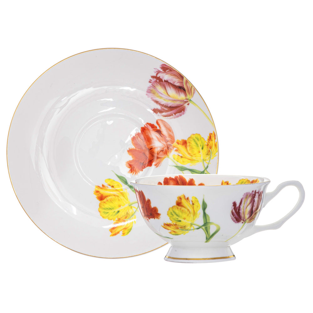 Ashdene Botanical Symphony Cup & Saucer in Daffodil Floral Design 220ml at Robins Kitchen