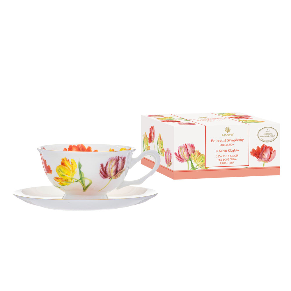 Ashdene Botanical Symphony Cup & Saucer in Daffodil Floral Design 220ml at Robins Kitchen