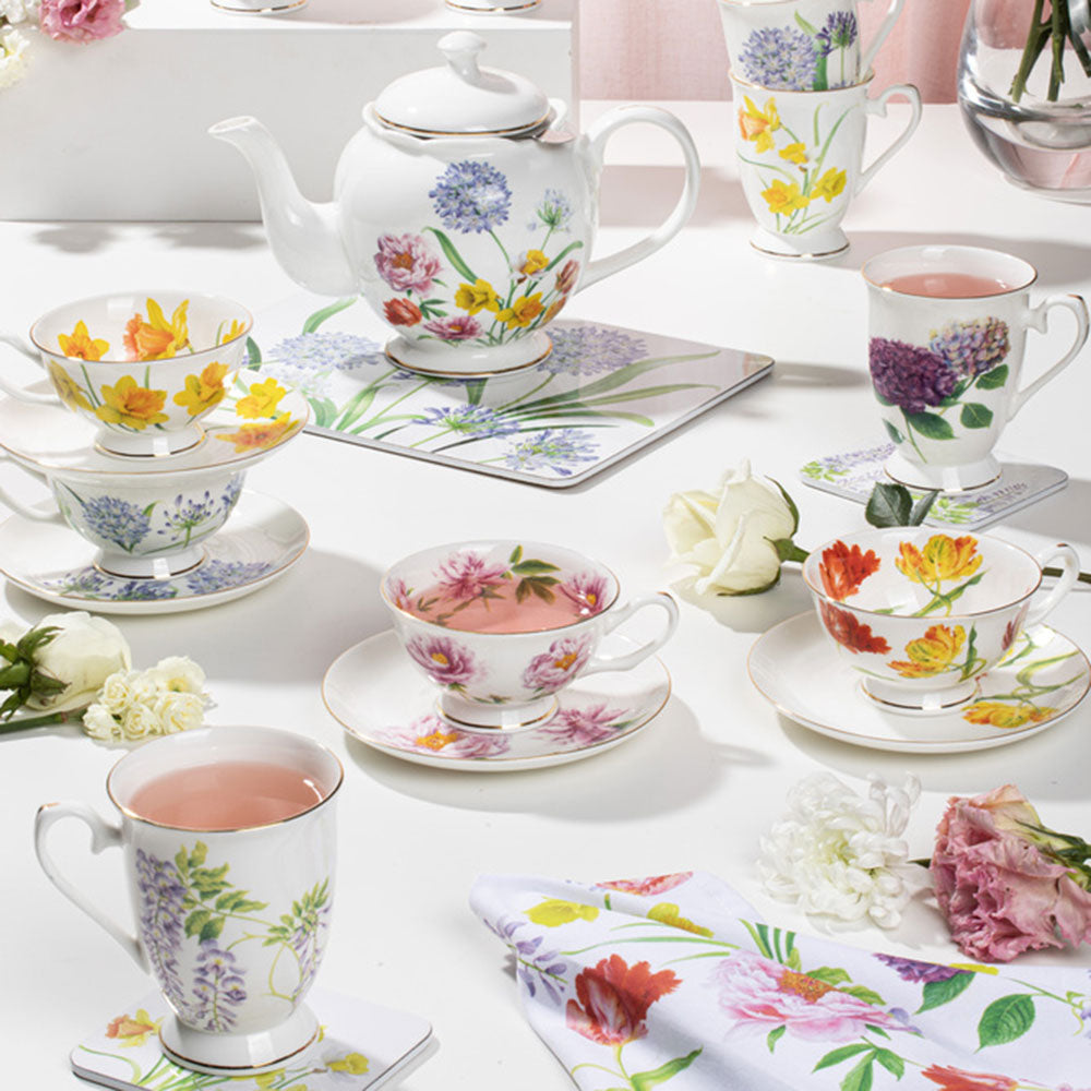 Ashdene Botanical Symphony Cup & Saucer in Daffodil Floral Design 220ml at Robins Kitchen