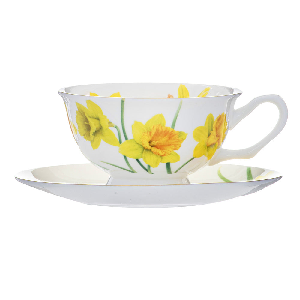 Ashdene Botanical Symphony Cup & Saucer in Daffodil Floral Design 220ml at Robins Kitchen