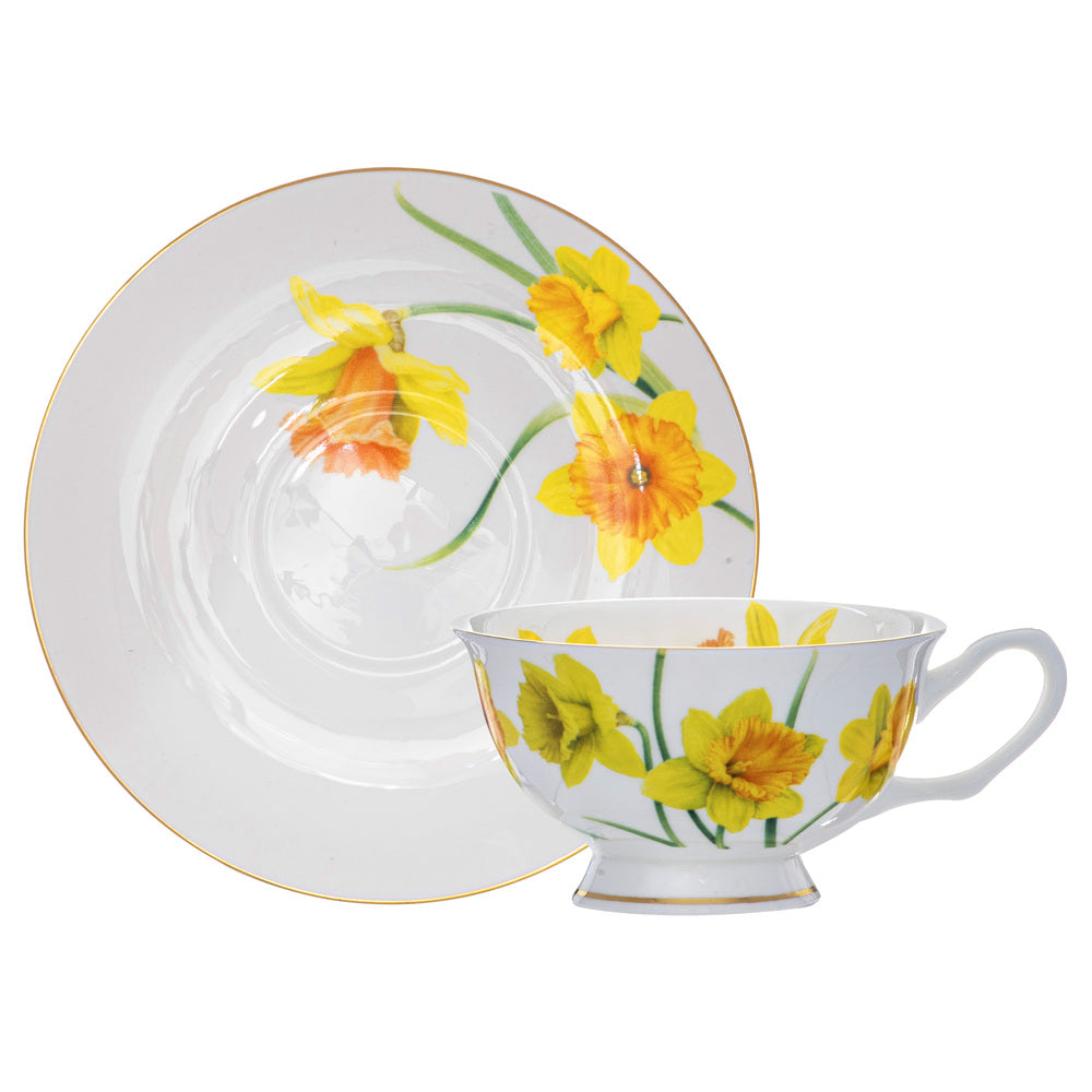 Ashdene Botanical Symphony Cup & Saucer in Daffodil Floral Design 220ml at Robins Kitchen