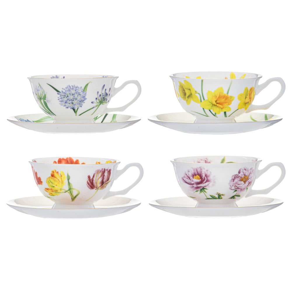 Ashdene Botanical Symphony Set Of 4 Cup & Saucer 220ml Floral with Box at Robins Kitchen