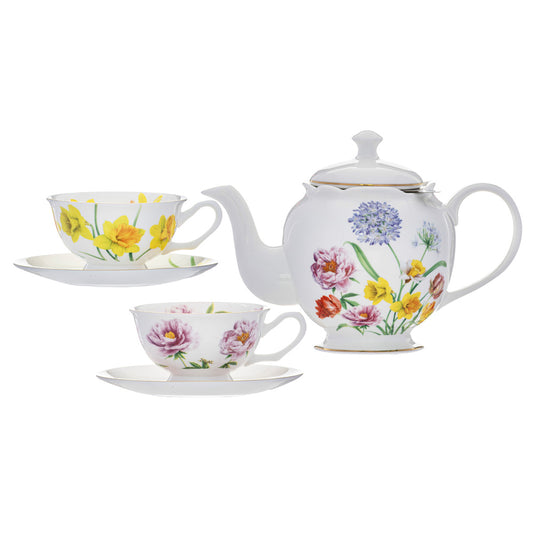 Ashdene Botanical Symphony Teapot & 2 Teacup Set