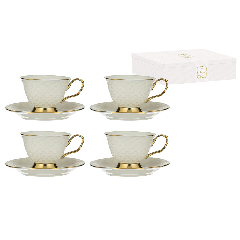 Ashdene Ripple Set of 4 Cup & Saucer