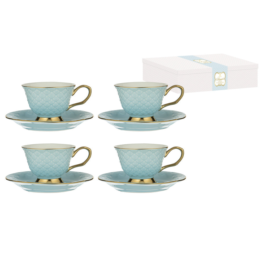 Ashdene Ripple Set of 4 Cup & Saucer