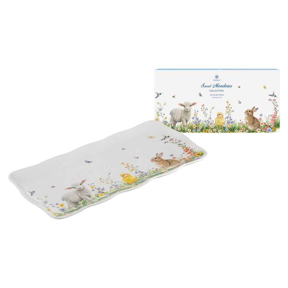 Ashdene Sweet Meadows Rectangular Platter with baby farm animals at Robins Kitchen