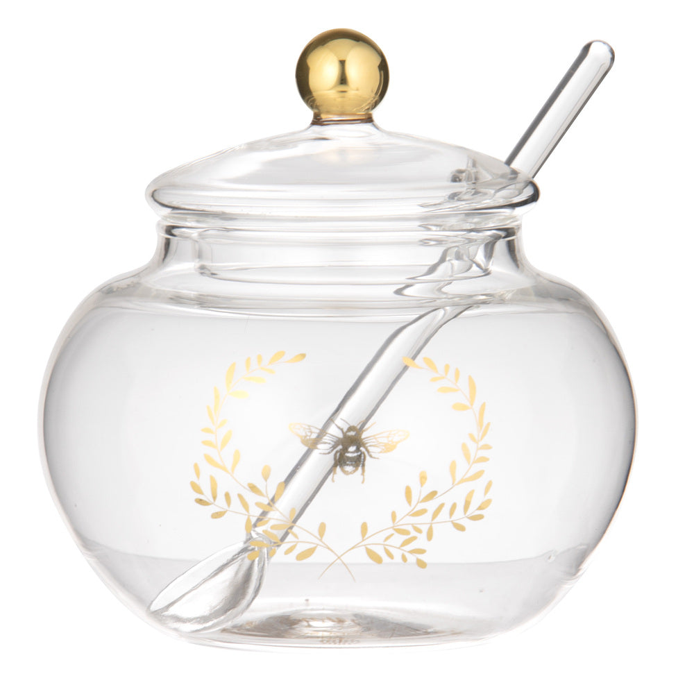 Ashdene Elegant Bee Glass Sugar Bowl With Spoon