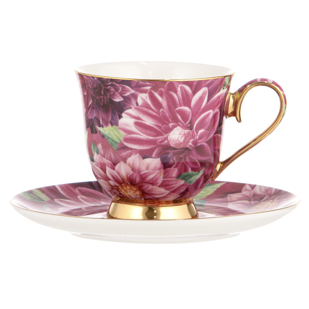 Ashdene Bold Blooms Pink Dahlia Cup & Saucer