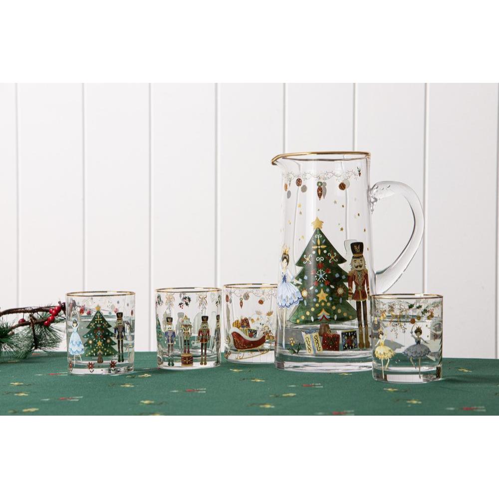 Ashdene Christmas Wonderland Crystal Jug & Set of 4 Tumblers Set