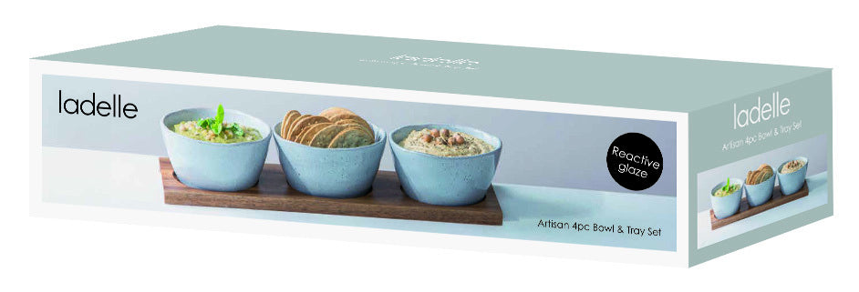 Ladelle Artisan Blue 4 Piece Bowl & Tray Set