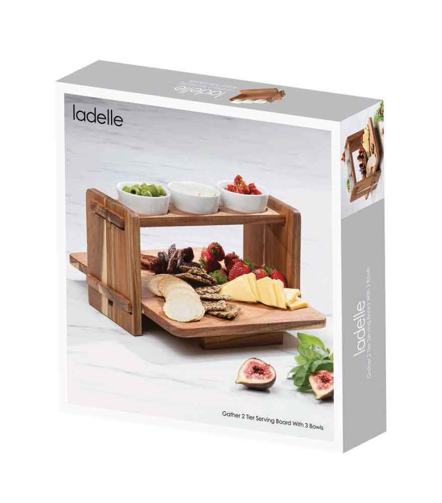 Ladelle Gather 2 Tier Serving Board With 3 Bowls