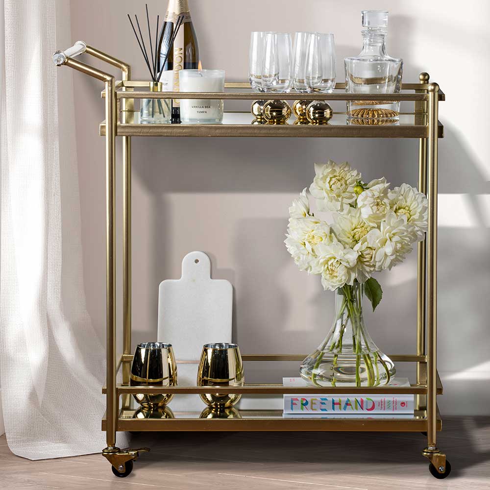 Tempa Bradley Bar Cart Gold