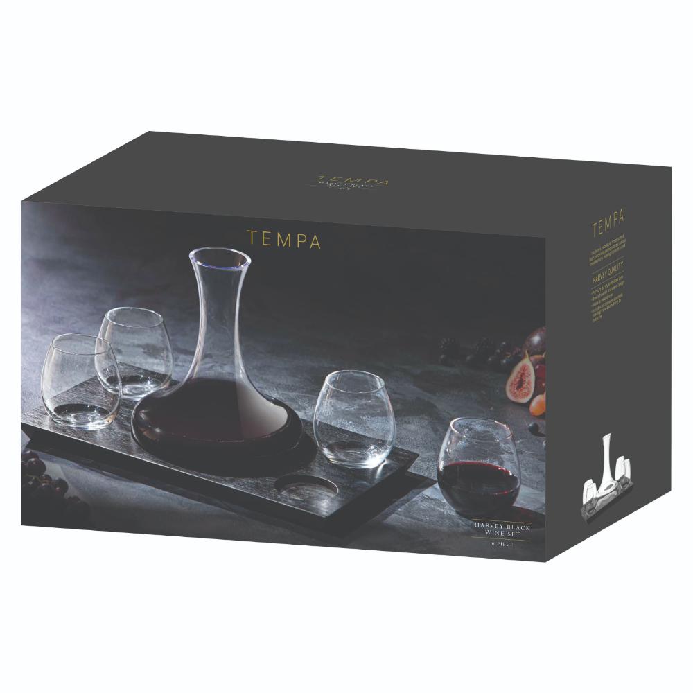 Tempa Harvey 6 Piece Wine Set Black