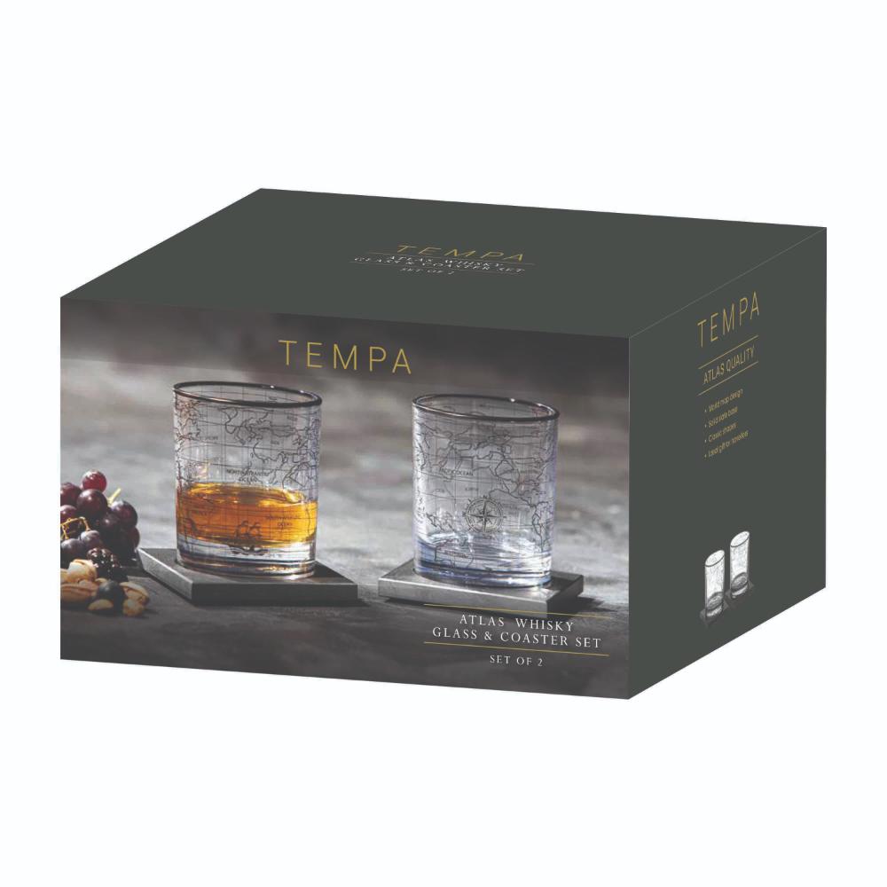 Tempa Atlas Whisky Glass & Coaster Set