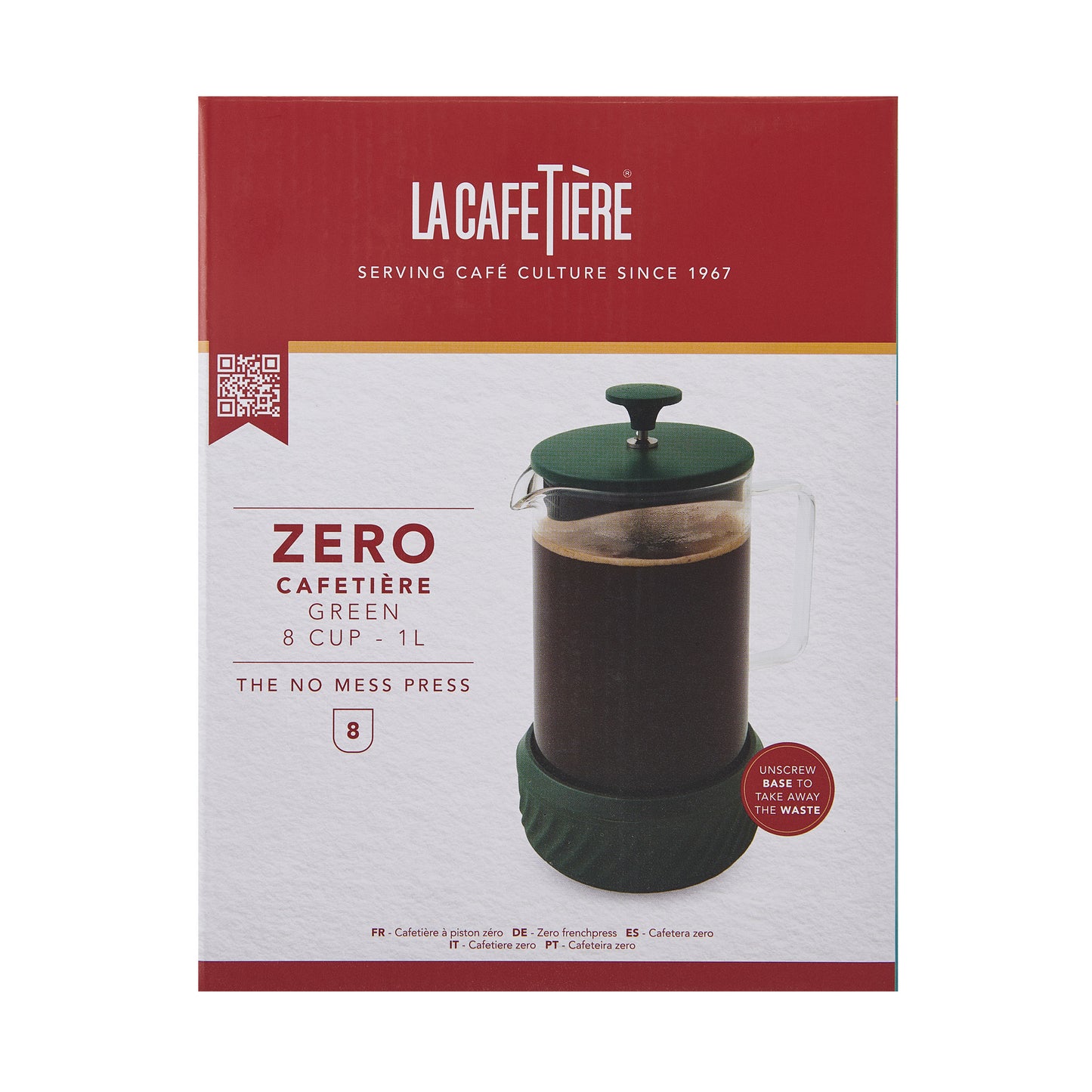 La cafetiere Zero Eight Cup Glass Cafetiere