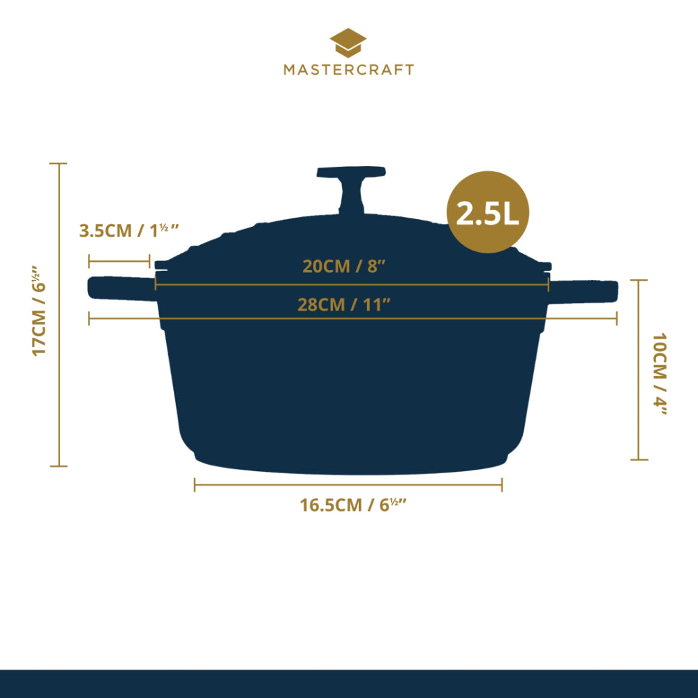 Mastercraft Casserole Dish Cast Aluminium 20cm Sky Blue