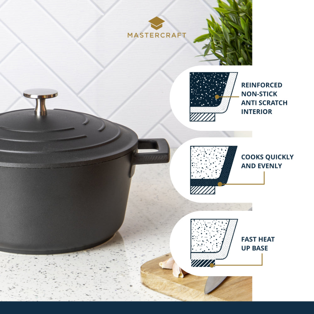 Mastercraft Casserole Dish Cast Aluminium 24cm Black