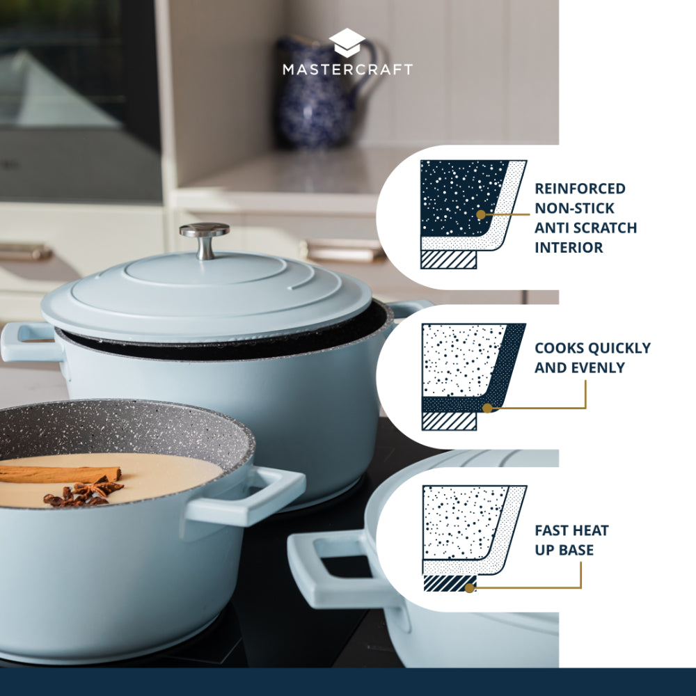 Mastercraft Casserole Dish Cast Aluminium 24cm Sky Blue