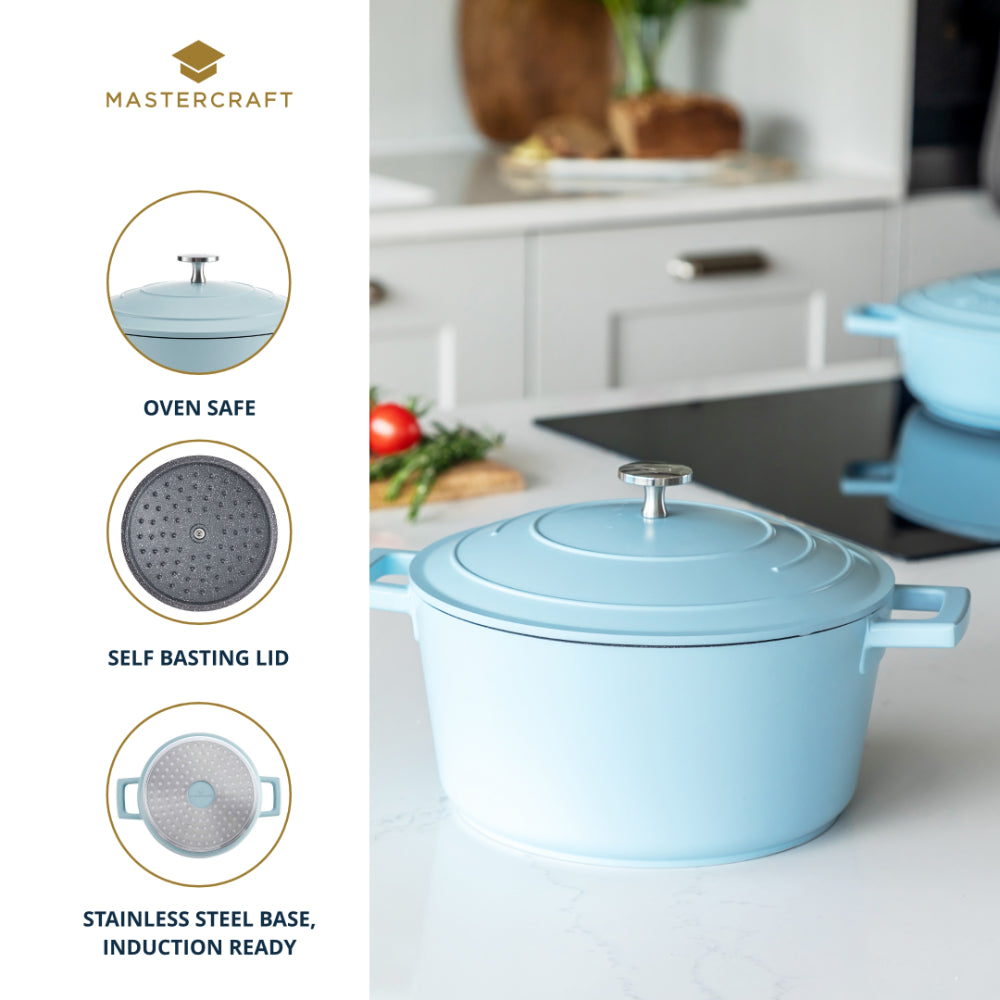 Mastercraft Casserole Dish Cast Aluminium 24cm Sky Blue