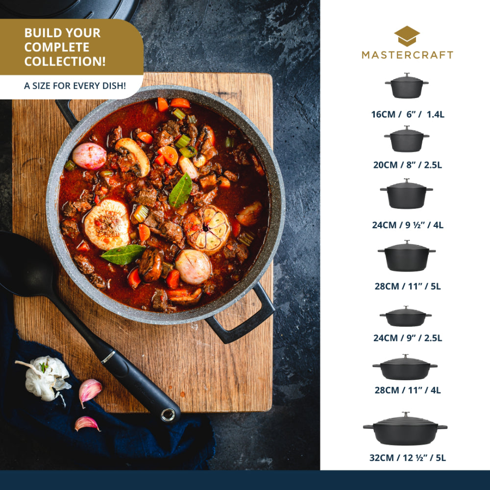Mastercraft Casserole Dish Cast Aluminium 28cm Black