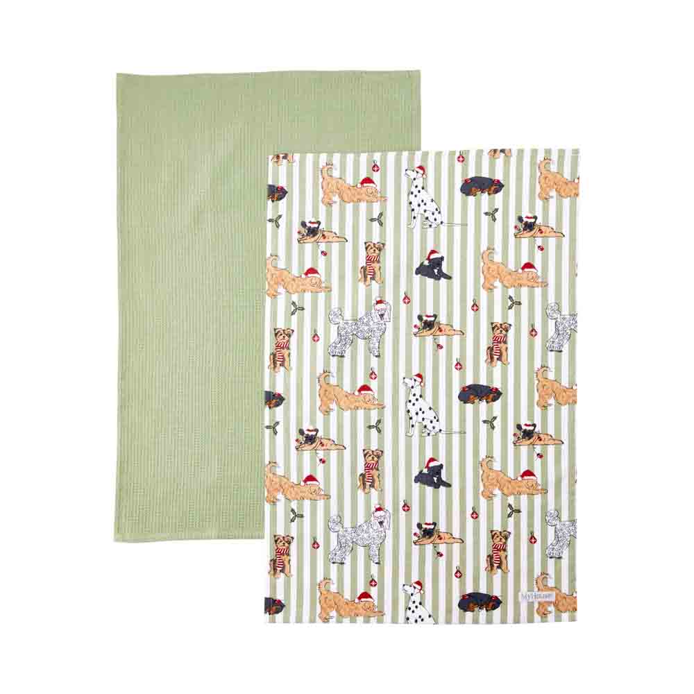 MyHouse Christmas Teatowel Set of 2 Dogs