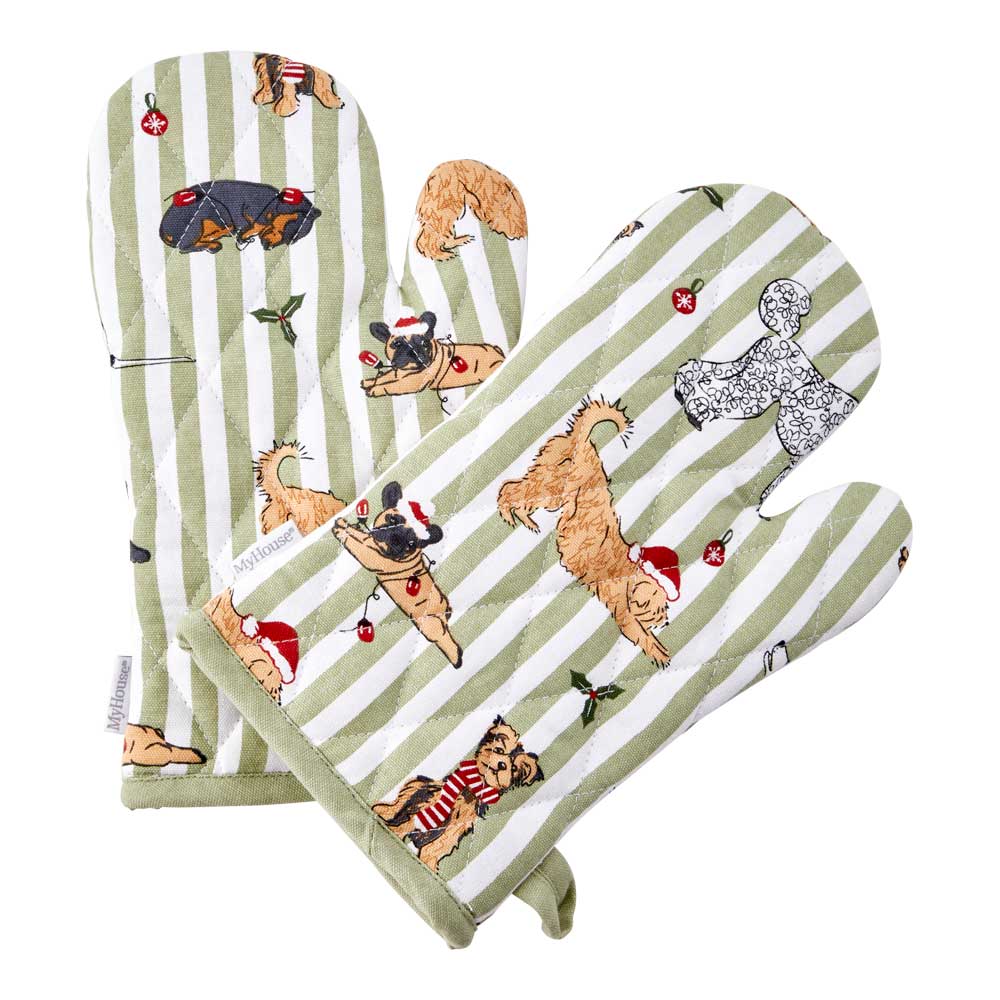 MyHouse Christmas Oven Gloves Set of 2 Dogs