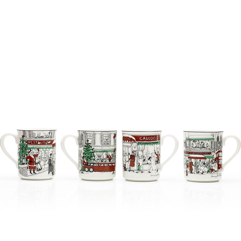 Noritake Le Restaurant Xmas 4 Piece Mug Set 350ml