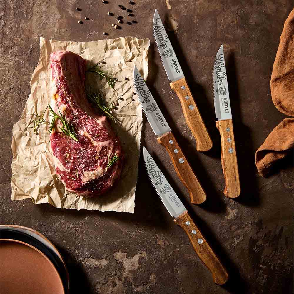 GRYLT Jumbo 4 Piece Steak Knife Set AFL Western Bulldogs at Robins Kitchen