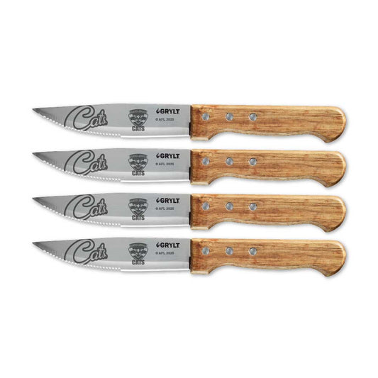 GRYLT Jumbo 4 Piece Steak Knife Set AFL Geelong Cats at Robins Kitchen