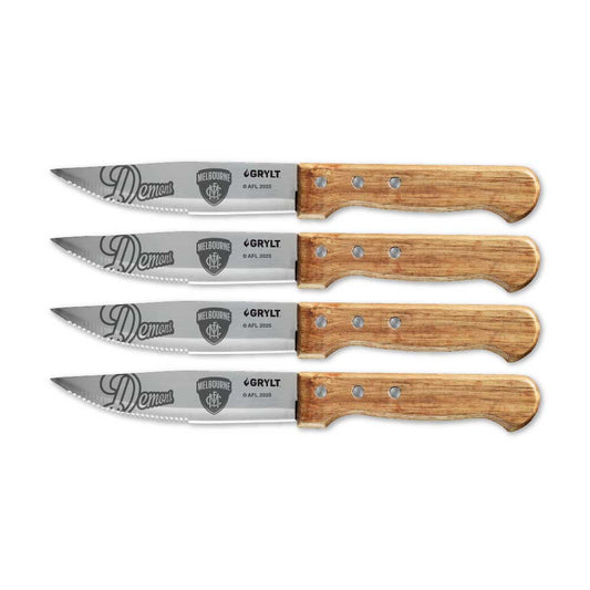 GRYLT Jumbo 4 Piece Steak Knife Set AFL Melbourne Demons at Robins Kitchen