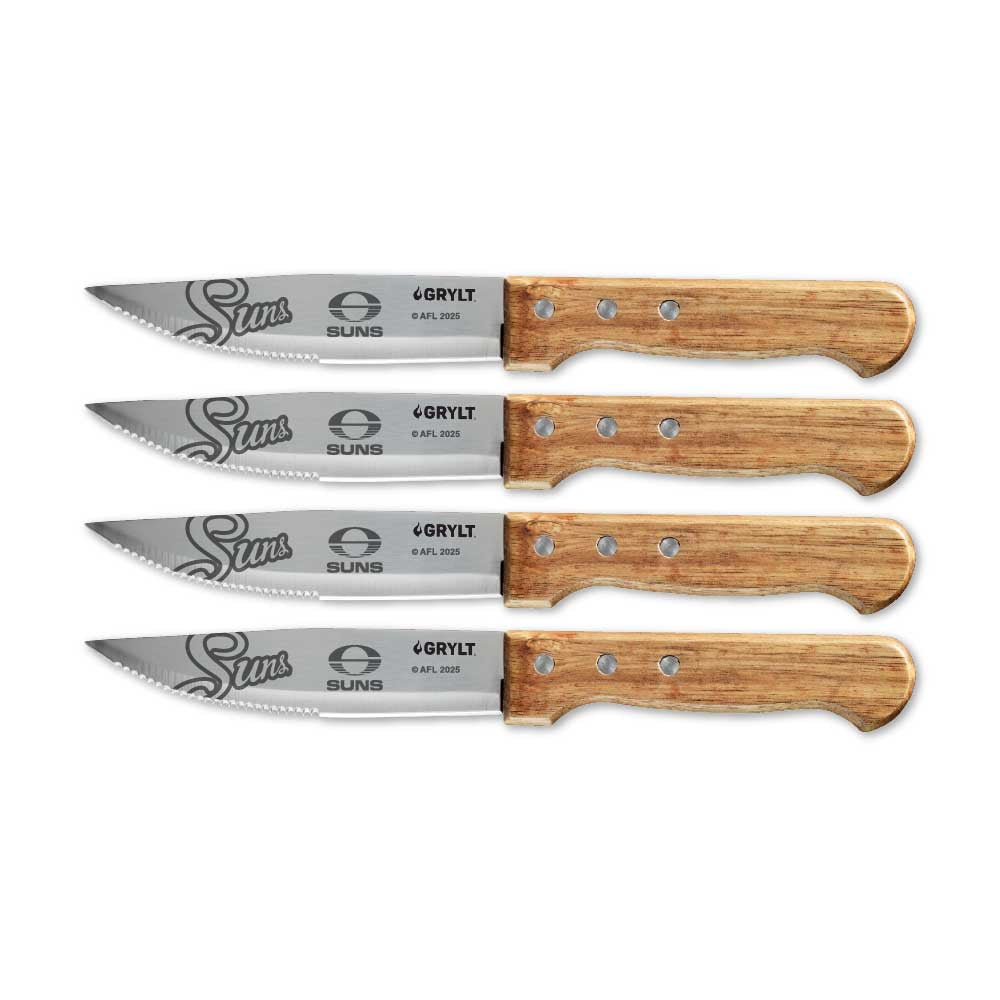 GRYLT Jumbo 4 Piece Steak Knife Set AFL Gold Coast Suns at Robins Kitchen