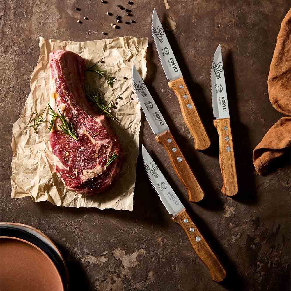 GRYLT Jumbo 4 Piece Steak Knife Set AFL Gold Coast Suns at Robins Kitchen