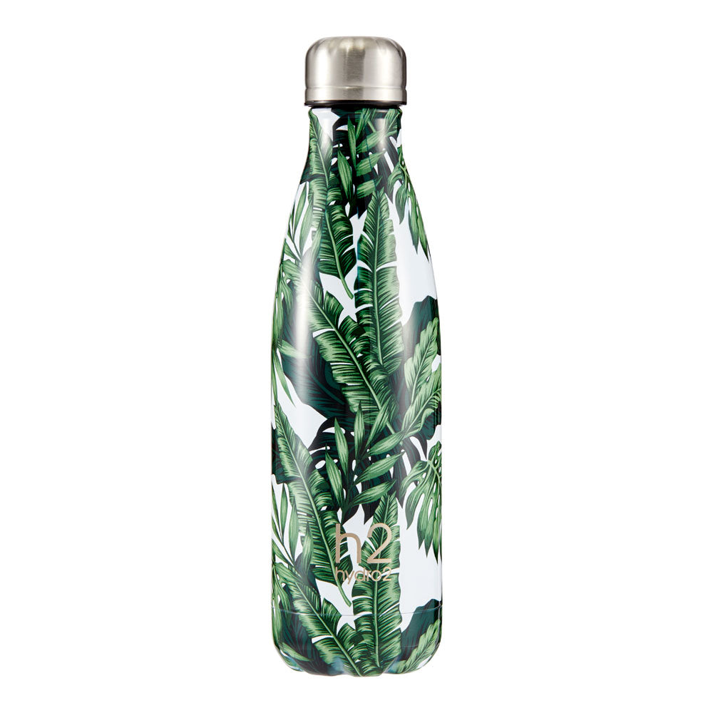 h2 hydro2 Quench Stainless Steel Water Drink Bottle 500ml palm leaf design