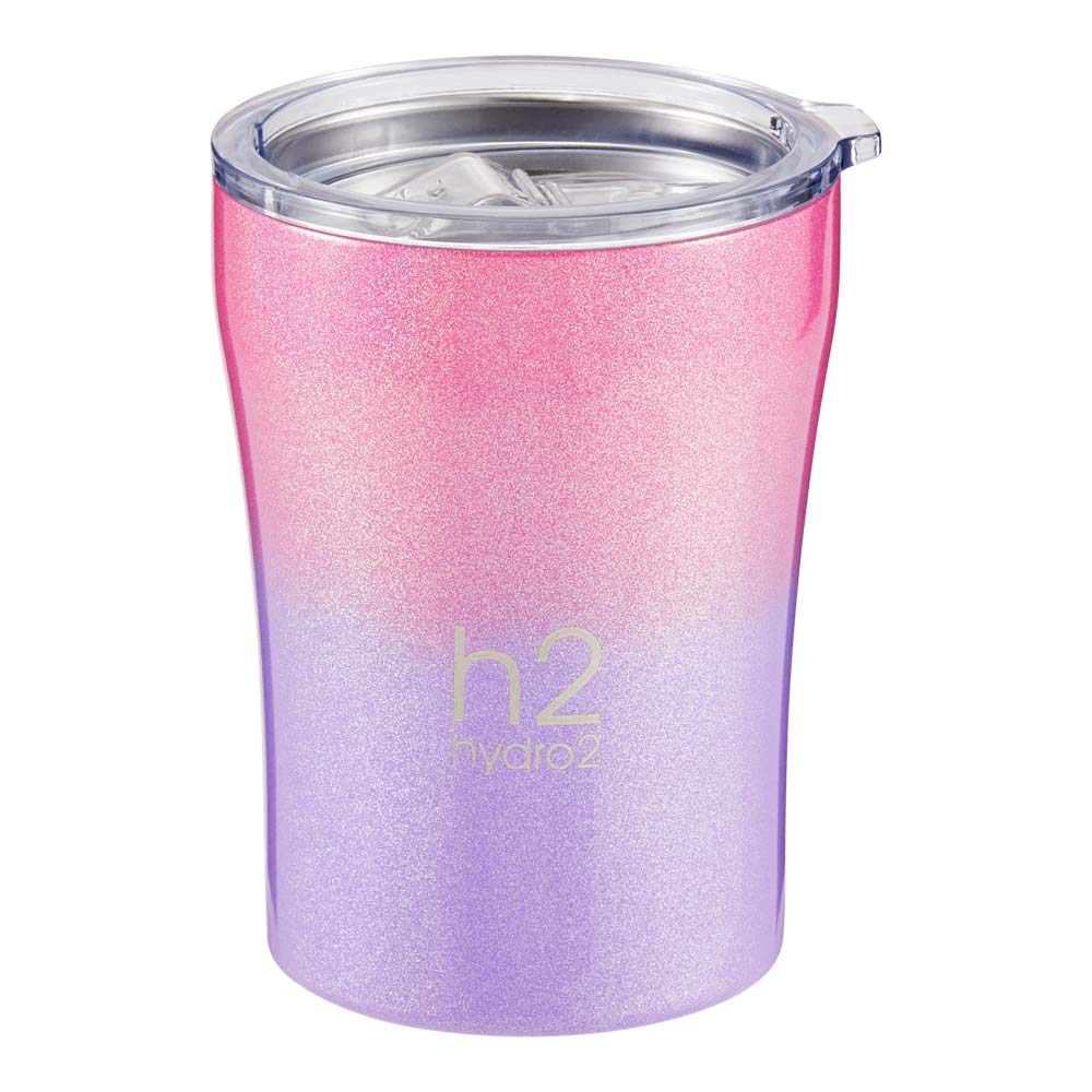 h2 Quench Stainless Steel insulated Travel Mug 300ml sparkle purple ombre