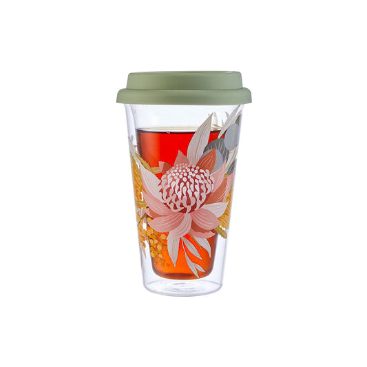 Alex Liddy Banksia Double Walled Glass Travel Mug 350ml