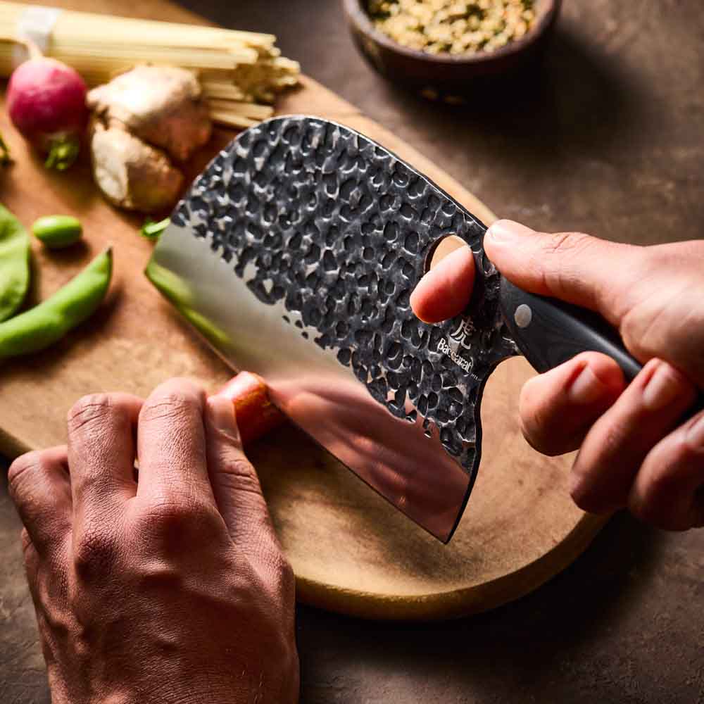 Baccarat KUROI KIBA 7 Piece Knife Block detail image of moon knife at Robins Kitchen